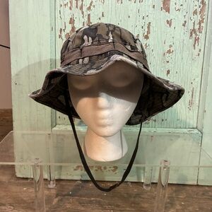 Men’s brown black and grey camouflage bucket hat with adjustable strap